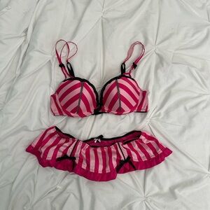 Victoria's Secret Sexy Little Things Pink and Black Striped Set